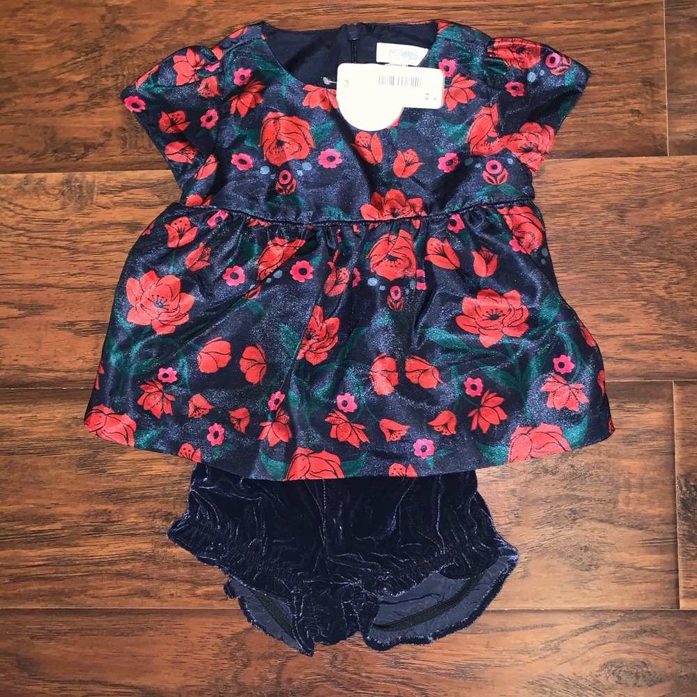NEW GYMBOREE GIRL BABY NAVY FLORAL DRESS 12-18 MTH